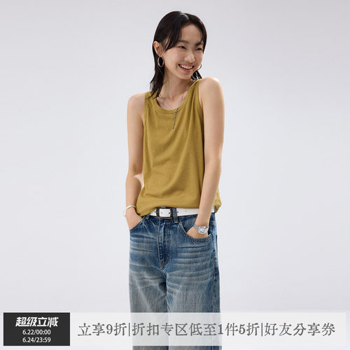 sameuoo散养文化「风吹」通勤运动修身吊带背心罗纹肌理无袖上衣