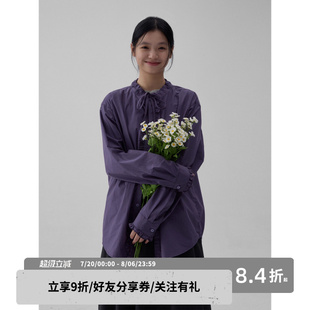sameuoo散养文化木耳边长袖 日系中性风衬衣上衣外套 衬衫 女夏季