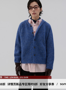 sameuoo散养文化「帽帽」连帽毛衣开衫冬 羊毛混纺针织衫外套慵懒