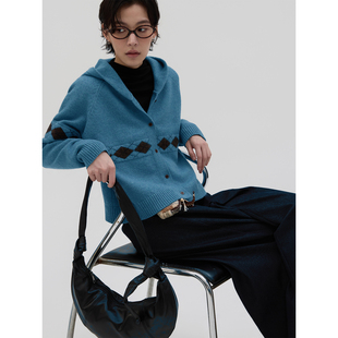 sameuoo散养文化「斑蓝」费尔岛连帽毛衣开衫 外套 羊毛混纺针织衫