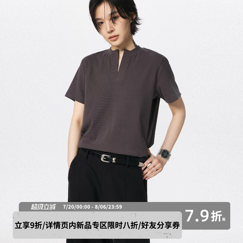 散养文化「甜茶」小V领短袖t恤女