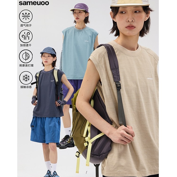 sameuoo散养文化休闲宽松运动背心t恤女夏季中性风可外穿无袖坎肩,女装/女士精品,背心吊带,淘宝优惠券,粉丝福利购,淘宝优惠卷