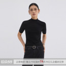 sameuoo散养文化「软屿」黑色短袖t恤夏小高领修身莫代尔混纺上衣