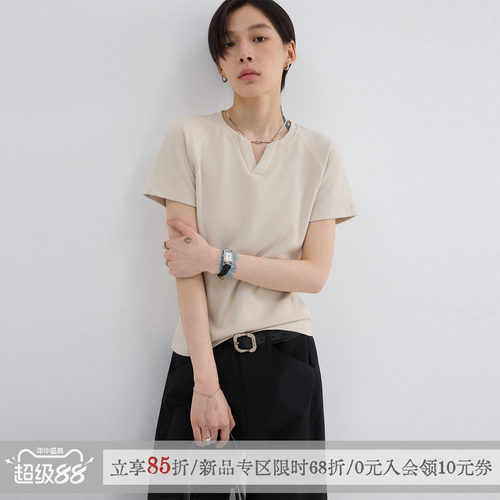 散养文化250g慕斯竹节棉通勤短袖