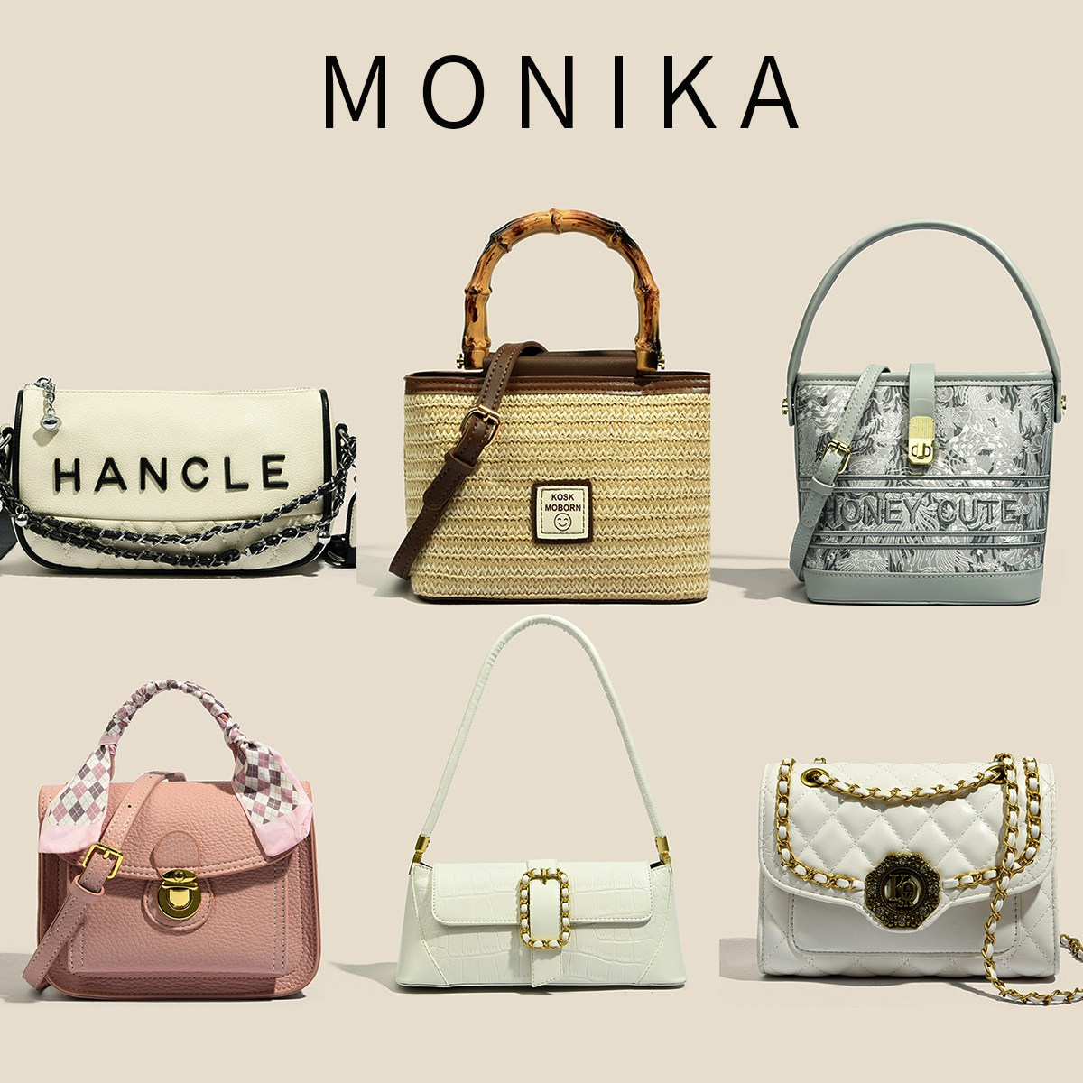 MONIKA 小众休闲百搭包包女夏2023新款高级质感手提单肩斜挎小包