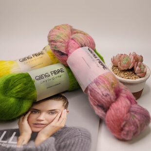 QINGFIBRE, Melted Baby Suri苏利羊驼羊毛手染线段染英国进口50g