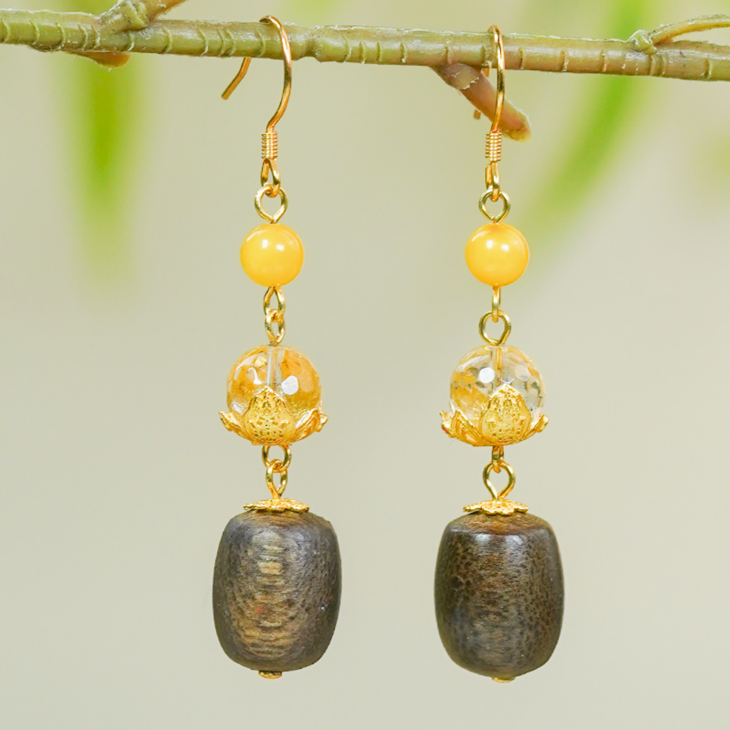 天然白水晶耳环银镶嵌新中式古风女款莲花设计珠子耳钩耳坠,饰品/流行首饰/时尚饰品新,沉香,淘宝优惠券,粉丝福利购,淘宝优惠卷