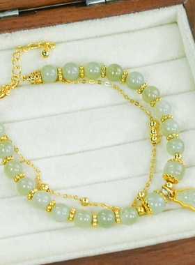 天然和田玉手串晴水葫芦圆珠手链