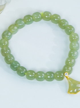 天然和田玉镶嵌晴水色珠子手串