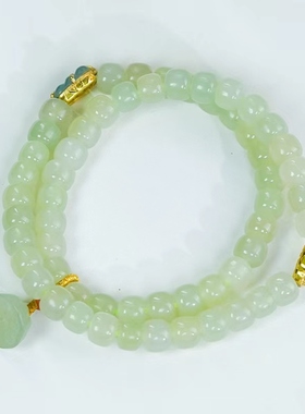 天然和田玉如意锁手串叶子手链