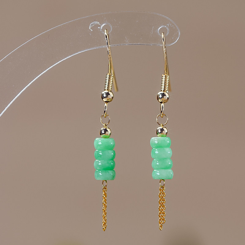 送礼情人节天然翡翠A货复古时尚阳绿耳环耳坠一对