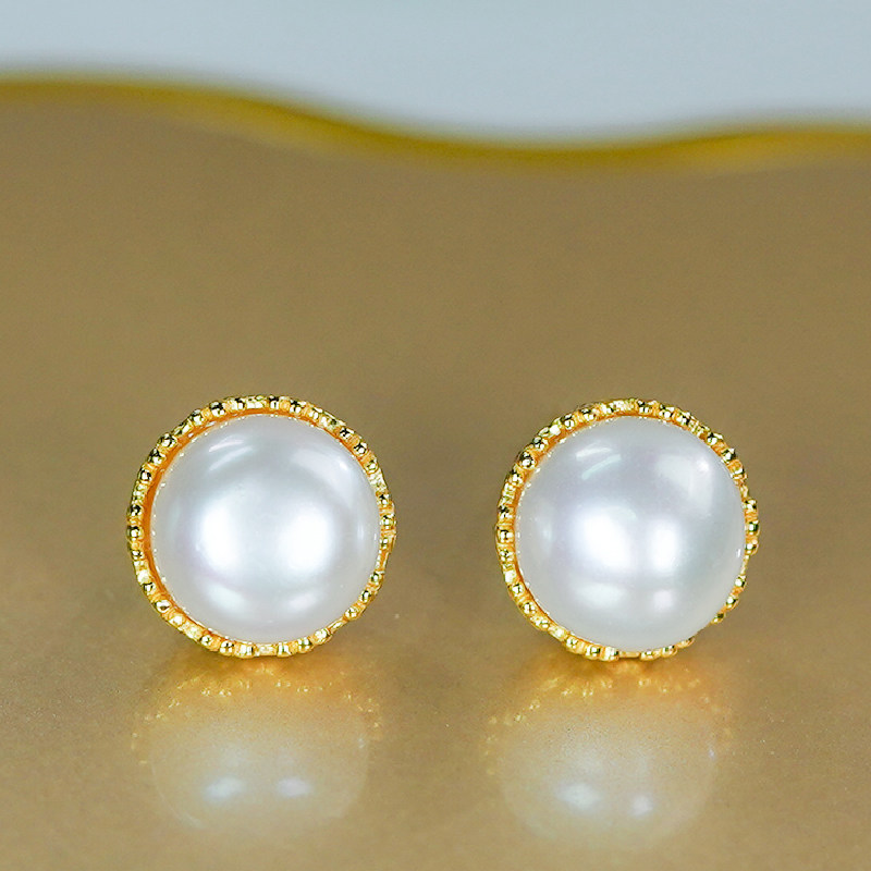 简约时尚天然淡水珍珠银镶嵌百搭蛋面小球耳钉送妈妈礼物,珠宝/钻石/翡翠,耳饰,淘宝优惠券,粉丝福利购,淘宝优惠卷