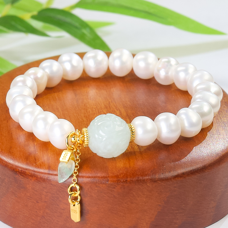 天然翡翠A货时尚气质翡翠流苏路路通手节日送礼送女友