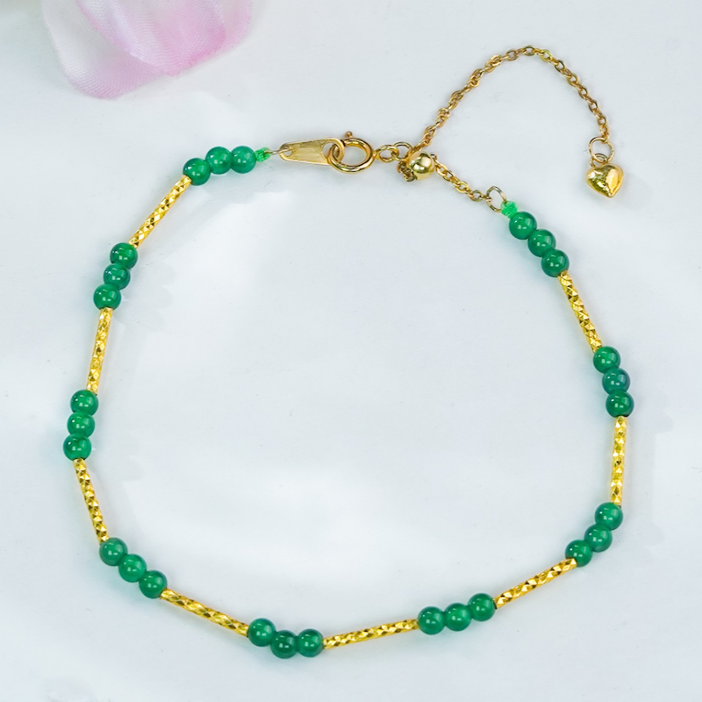 银镶天然冰辣绿翡翠小米珠手链