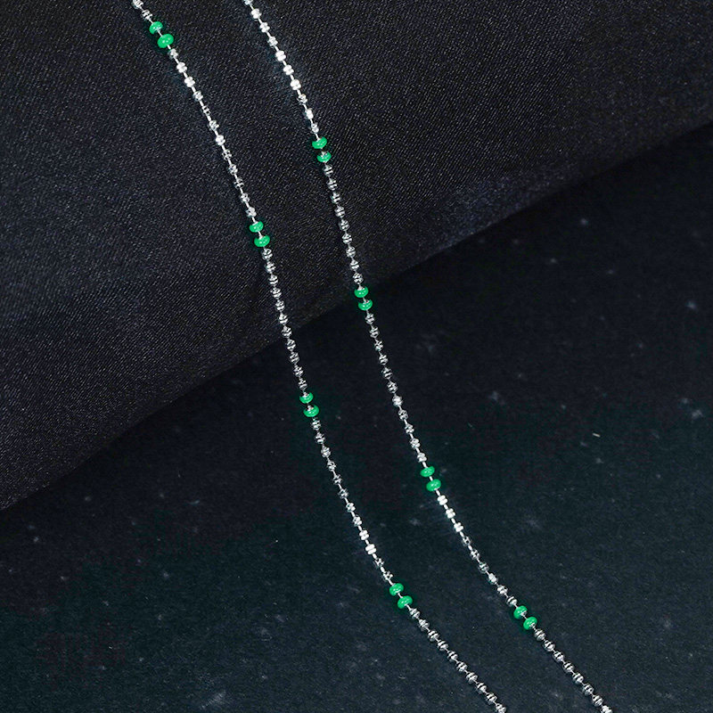 S925银白竹节项链5cm可调