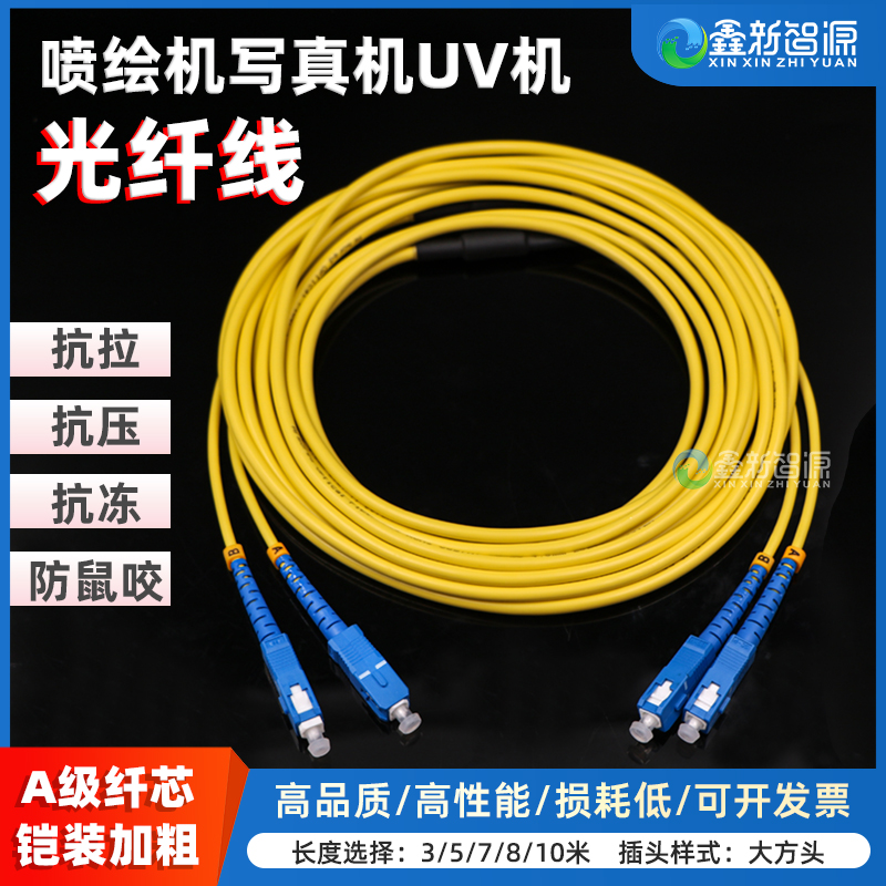 喷绘机光纤线方头双芯铠装加粗