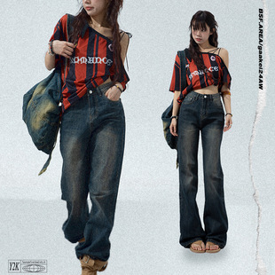 ｜水洗复古宽松喇叭牛仔 穿搭公式 氛围韩系 常规&加长 BINGO