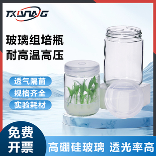 Labshark玻璃组培瓶玻璃培养瓶组培玻璃瓶植物组织培养瓶酸奶菌种玻璃瓶透气隔菌耐高温高压水培广口玻璃瓶