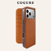 女款 COGURE适用苹果17 插卡包Air 13新款 真皮高端全包防摔高级感轻奢男款 15Promax手机壳翻盖皮套iPhone14