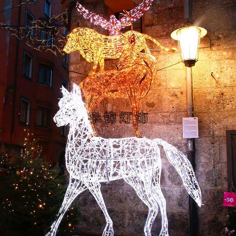 圣诞装饰马天鹅物动灯光幻彩麋鹿景观摆件户外灯光节装饰灯