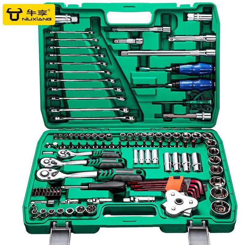汽修工具套装扳手大全多功能维修套筒组合修车工具箱小M&
