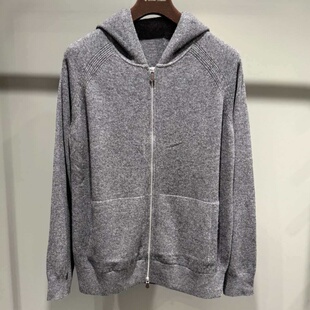 老钱风100%羊毛连帽拉链外针织帽衫男士秋冬款高级感保暖毛衣外套