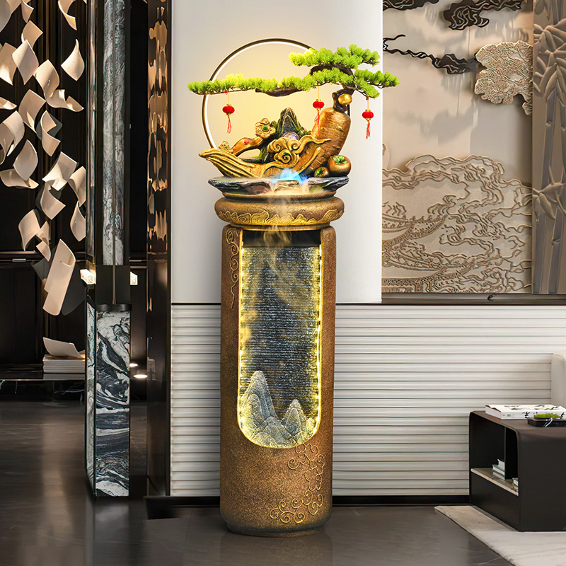 假山流水生财摆件落地水幕景观循环水客厅玄关风水轮开业乔迁送礼