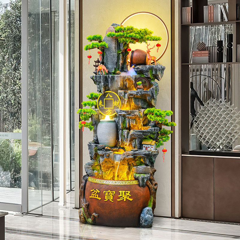 假山流水生财落地摆件风水轮循环水客厅玄关招财装饰造景开业乔迁,家居饰品,流水摆件,淘宝优惠券,粉丝福利购,淘宝优惠卷