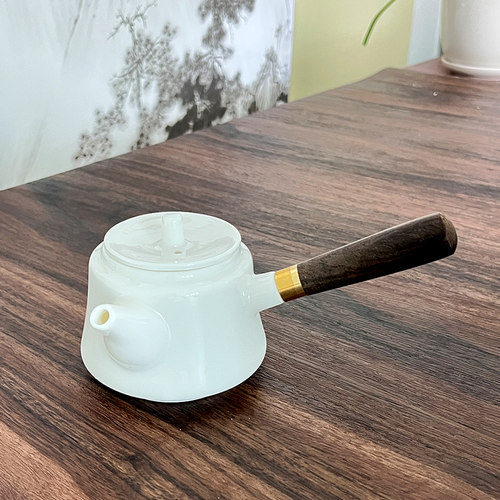 侧把白瓷茶壶功夫茶具防烫公道杯