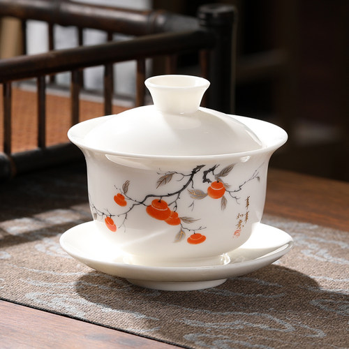 单个泡茶盖碗茶壶白瓷功夫茶杯