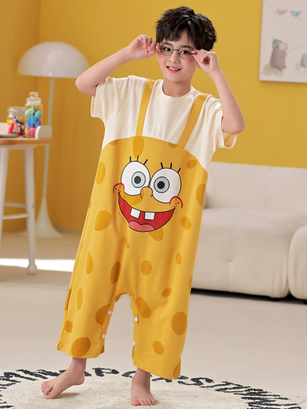 2024 NEW BOYS PAJAMAS ONE-PIECE COTTON SHORT SLEEVES SPRING AND SUMMER THIN CHILDRENS ANTI-COLD LOUNGEWEAR BABY BOY
