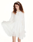 少女感收腰拼接不规则连衣裙女 SUREENOUGH法式 徐梦洁同款 正版