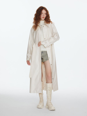 SUREENOUGH原创设计2023秋季新款法式复古带排扣长款风衣外套女