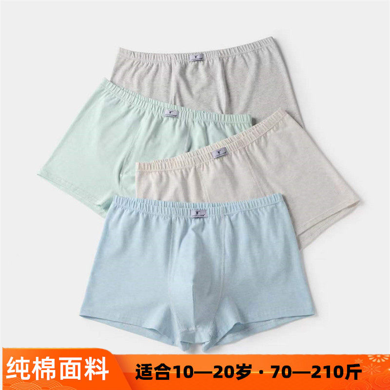 加肥加大码青少年男中学生200斤胖童纯棉中高窄腰边平四角内裤头,女士内衣/男士内衣/家居服,男平角内裤,淘宝优惠券,粉丝福利购,淘宝优惠卷