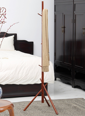 MUKI木契红木衣帽架榫卯卧室挂衣架子落地单杆式简约家用进门玄关