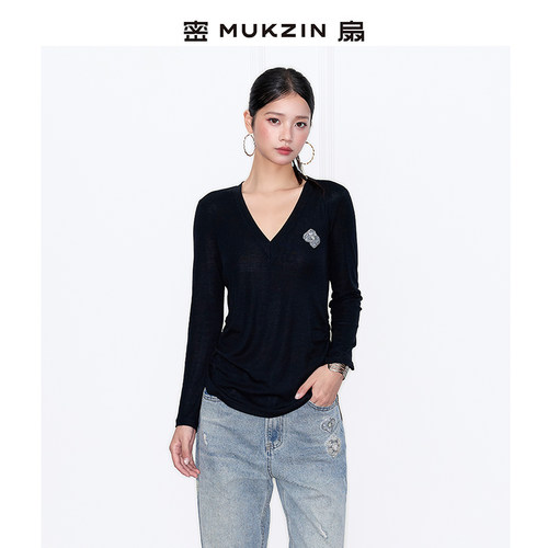 密扇秋季修身羊毛打底衫