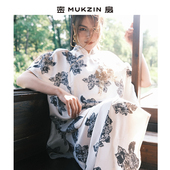 女半裙套装 密扇2025夏季 新中式 国风衬衫 新款 昆仑煮雪