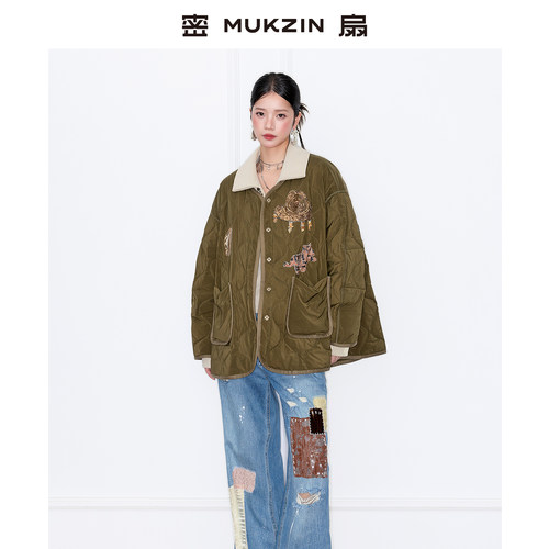 密扇秋季新中式刺绣棉服