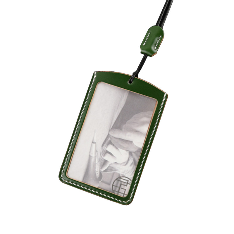 柚子手造 日本新禧马臀皮植鞣牛皮工牌卡套卡包吊牌手工定制挂绳