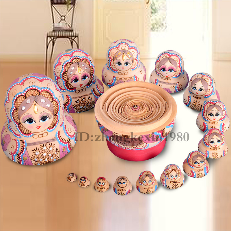 专业套娃店 无甲醛味 风干椴木 手绘俄罗斯套娃15层1502