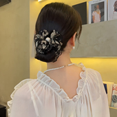 碎花低丸子头抓夹头花发饰神器2025新款 后脑勺盘发花朵发夹头饰女