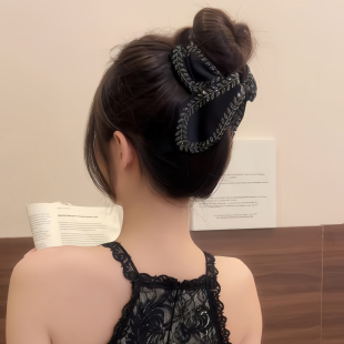 高级感饱满后脑勺发夹女 轻奢风丸子头麦穗闪钻三角抓夹2025新款