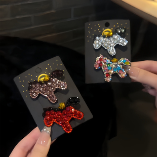 新年发饰红色小马发夹侧边精致边夹发卡2026新款马年头发夹子头饰