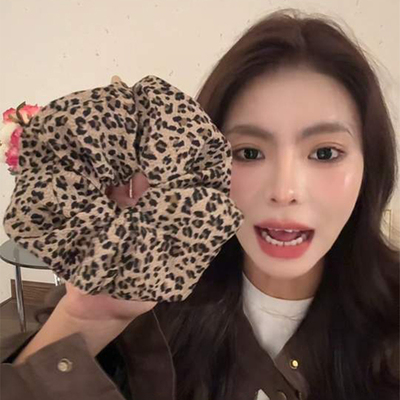 豹纹复古气质大号大肠发圈