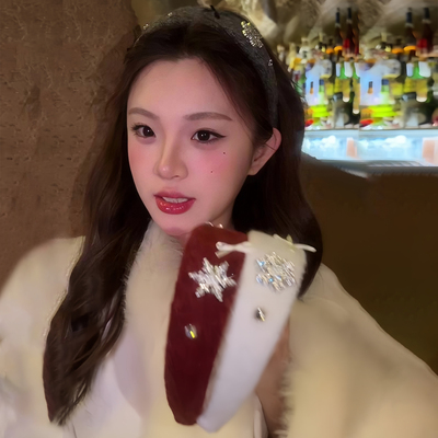 秋冬白色雪花毛绒发箍女款头箍