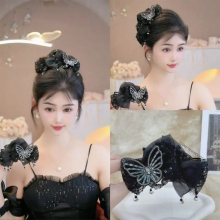 夏季高级感水钻蝴蝶结抓夹发饰2025新款饱满后脑勺头发发夹头饰女