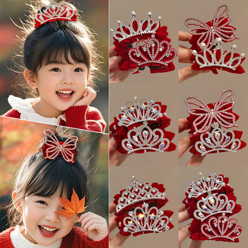 新年儿童红色皇冠头饰跨年发饰