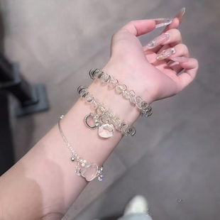 戴在手腕上的手链头绳两用透明电话线猫咪发圈扎头发无痕发绳女