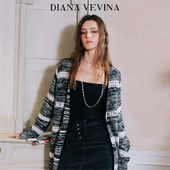 羊绒毛衣秋冬新款 DIANA VEVINA黑白渐变拼接logo长款 慵懒随意23AW