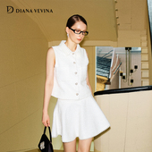 VEVINA 秋季 新款 DIANA 千金感蕾丝领精致小香风肌理感马甲套装